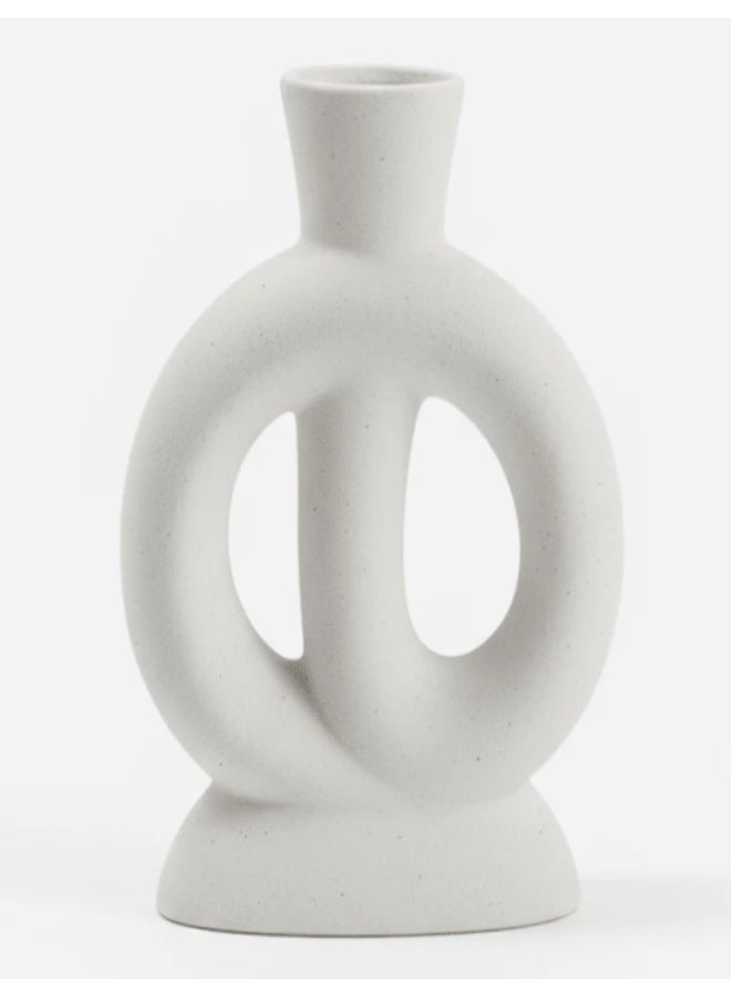 AKDC Premium Sculptural Ceramic Decorative Vase – Elegant White Artistic Statement Shape, 23 × 16 cm - Image 1